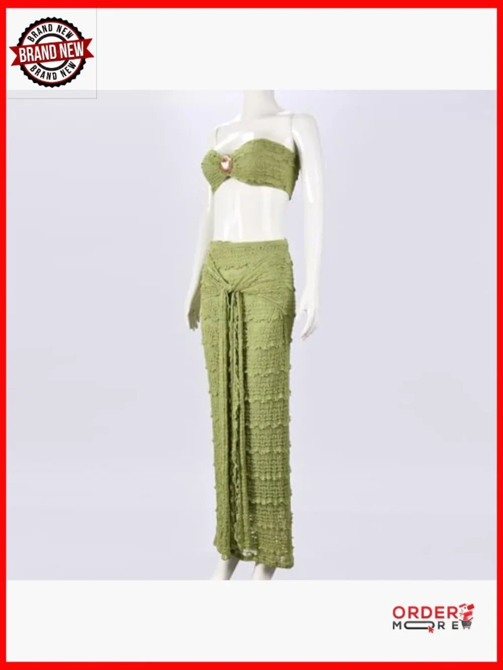 Two Piece Set Tube Top Maxi Skirt Boho Summer Beach Outfit - Picture 2 of 4